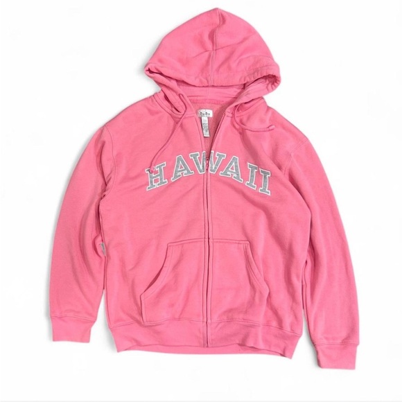Baba Tops - Pink Hawaii Zip-Up Hoodie
